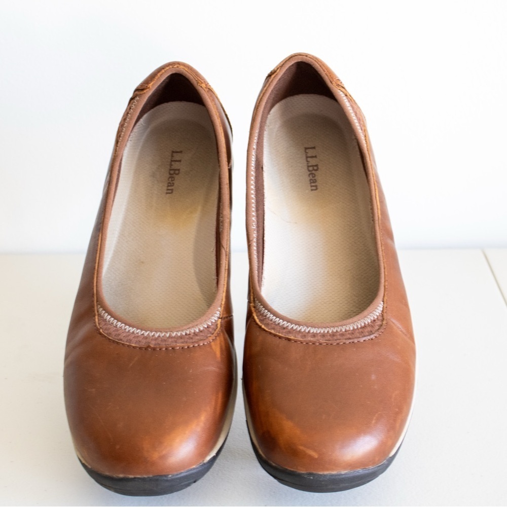 L.L. Bean Brown Leather Casual Wear Slip-on Comfort Flats Women’s Shoes Size 9M - Picture 4 of 7
